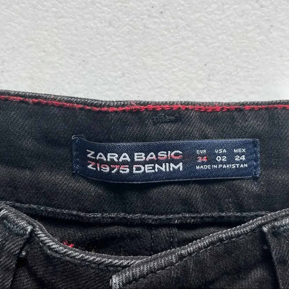 NEW! Zara Basic Denim Black Mid Rise Skinny Jean Size 2